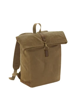 Mochila De Tela Encerada Con Acentos En Piel Modelo Quadra Heritage