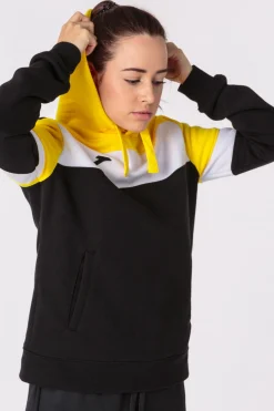 Sudadera Con Capucha Joma Crew IV Negro Amarillo Blanco