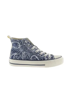 Zapatillas Abotinadas De Lona Bandana Victoria Tribu Con Sello Retro Y Suela Acabado Brillo