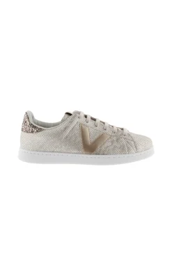 Zapatillas De Efecto Brillo Metalizado Victoria Tenis Serpiente Con Trasera De Glitter