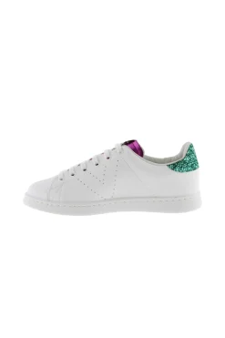 Zapatillas De Efecto Piel Victoria Tenis Con Trasera De Glitter Y Lengüeta Metalizada