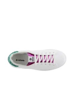 Zapatillas De Efecto Piel Victoria Tenis Con Trasera De Glitter Y Lengüeta Metalizada