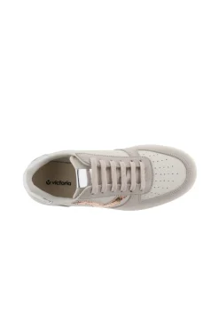 Zapatillas De Efecto Piel Victoria Madrid Con Piezas De Serraje Y Metalizadas En Contraste 1258222