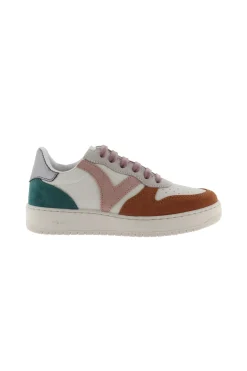 Zapatillas De Efecto Piel Victoria Madrid Con Piezas De Serraje Multicolor Y Trasera Metalizada