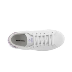 Zapatillas De Piel Victoria Tenis Con Trasera De Glitter Y Logotipo Troquelado 1125104